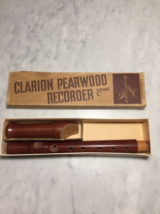 Vtg Clarion Pearwood 2 Pc.  Soprano Recorder - No.  2916 By Selmer Elkhart Indiana