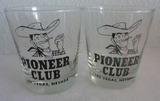 2 Vintage Pioneer Club Las Vegas Casino 12 Ounce Bar Rocks Drink Glass Glasses