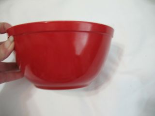 Vintage Early Pyrex Red Mixing Bowl 402 1½ Qt.  Primary Colors Nesting Bowl 4