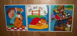 3 Vintage Playskool Wooden Puzzles,  Garfield And Donald Duck