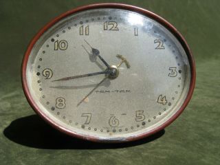 Vintage Art Deco Modern Enameled Tam - Tam Kienzle Alarm Clock Germany