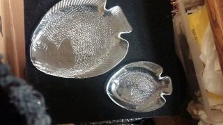 Set Of 8 Vintage Small Glass Arcoroc Fish Plates France And 1 Larger Platter