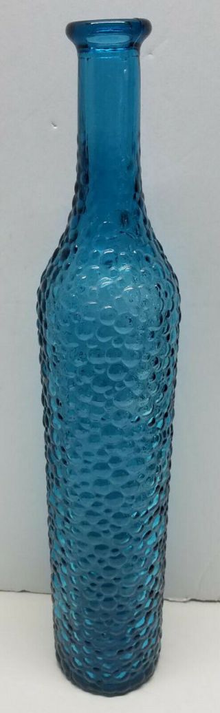 Vintage 15.  75 " Italian/italy Empoli Glass Bubble Pattern Bottle Ice Blue Retro
