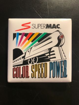 Vintage Mac Computer Pin Supermac Train Color Speed Power Apple Macintosh