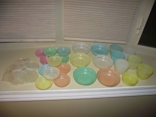 34 Vintage Tupperware Pastel Bowls Containers Lids,  Fruit,  Cereal,  Refrigerator