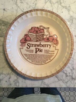 Strawberry Pie Ceramic Recipe Plate Dish Baking Fun Vintage Royal China