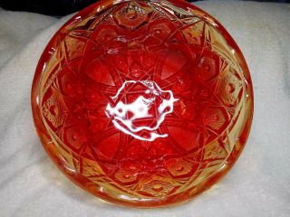 Vintage Ruby And Gold Star Of David Prescut Glass 8 " Bowl