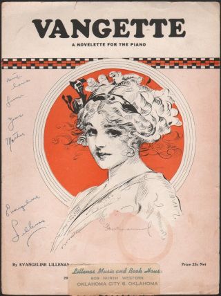1930 Autographed Vintage Sheet Music Vangette Novelty Piano Solo Woman Drawing