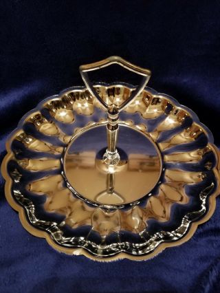 Silver Plate Tidbit Stand Scalloped Edge Fluted Design Vintage