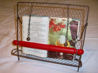 Vintage Cook Book Stand W/page Weights Metal Display Book Holder Rack