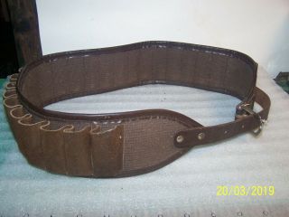 Vintage Kassnar Leather,  Canvas Shotgun Cartridge Belt Made In Usa - 25 Spaces