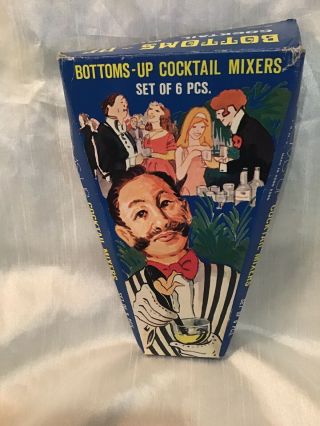 PKG of 6 VINTAGE BOTTOMS - UP COCKTAIL MIXERS by RISQUE 4
