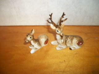G4 Vintage Bone China Deer Salt Pepper Japan Figurines Stickers 3 "