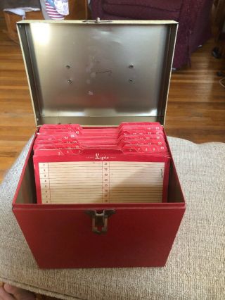 Vintage 1950s 45 RPM RECORDS STORAGE CARRYING CASE W/ Dividers & Log Sheet 6