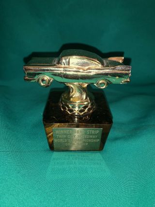 Vintage Drag Strip Auto Racing Trophy Gold Classic Car Twin Cities Minnesota
