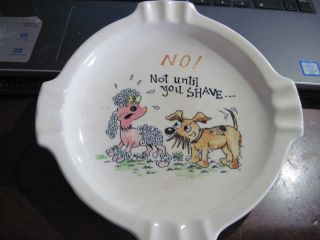 Vintage 7 5/8 " Dia.  Cartoon Dogs Ceramic Ashtray 
