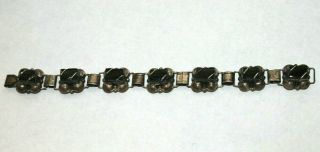 Vintage Mexico Sterling Silver Black Onyx Bracelet Signed Anr 925