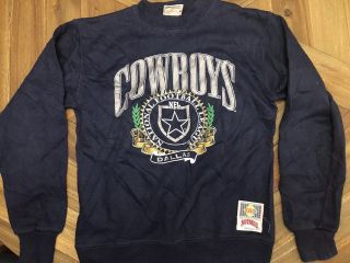 Rare Vtg Nutmeg Mills Nfl Dallas Cowboys 1993 Sweater Youth Large Made In Usa