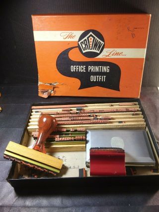 Vtg The Crown Line Office Stamp Kit Completely Intact A - Z & Numbers/symbols