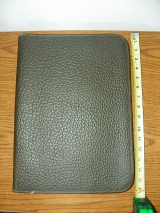 Vintage Split Cowhide Leather Zipper Pocket Binder Portfolio Case Dkb