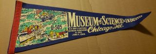 Vintage Museum Science Industry Chicago Souvenir Pennant Capture German