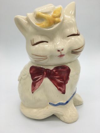 Vintage Shawnee Puss N Boots Cat Cookie Jar Kitten Kitty Vtg Cracked