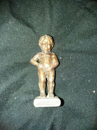 Vintage Copper Color Metal Boy Peeing Figurine Bruxelles Manneken Pis 5 1/8 " H