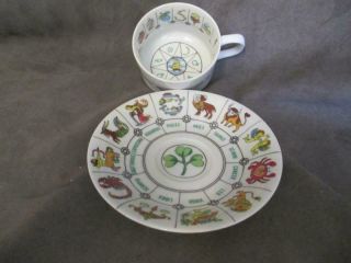 Vintage Fortune Telling Astrology Cup And Saucer