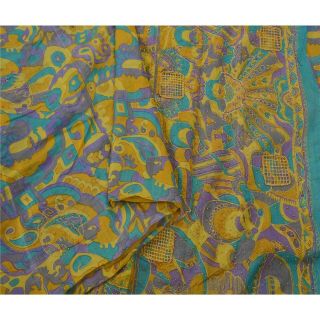 Tcw Vintage Saree Pure Silk Hand Beaded Multicolor Craft Fabric Craft Sari