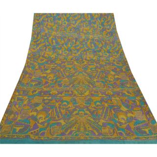 Tcw Vintage Saree Pure Silk Hand Beaded Multicolor Craft Fabric Craft Sari 3
