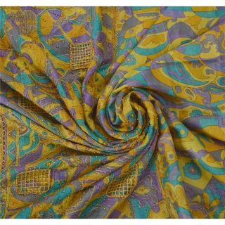 Tcw Vintage Saree Pure Silk Hand Beaded Multicolor Craft Fabric Craft Sari 4