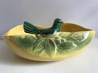Vintage Mccoy Yellow Bowl With Green Bird
