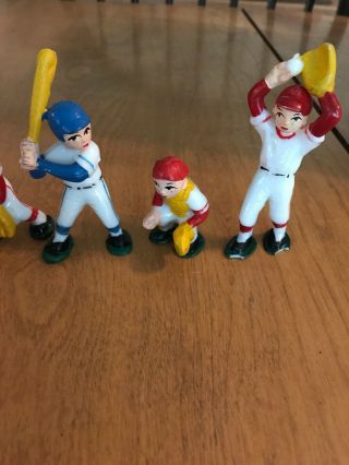 Vintage plastic cake / cupcake toppers.  Baseball teams 5 Red 1 Blue No Football 3