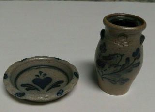 Vintage 1988 Rowe Pottery Miniature Vase And Pie Plate