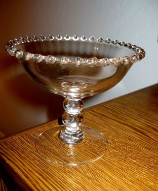 Vintage Imperial Candlewick Compote Pedestal Bowl Candy Dish -