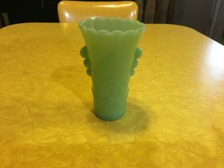 Vintage Fire - King Jadeite Scalloped Art Deco Vase - Green 5 1/4” Tall