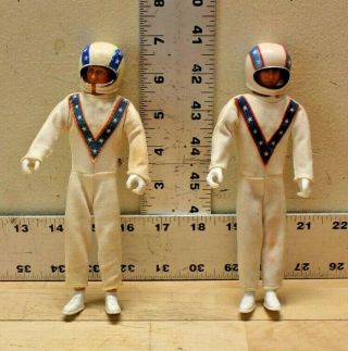 Vintage (2) Ideal 1972 Evel Knievel Bendable Action Figures With Suit & Helmet