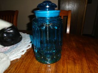 Vtg Moon & Star Large Jar Canister With Frosted Lid 11 1/2 "