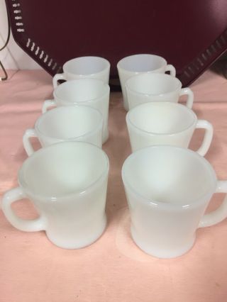 Set Of Eight (8) Vintage Fire King White Coffee Mugs Retro Mcm Kitchy