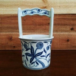 3 Vintage Small Chinese Blue And White Planters.  (see Photos And Description)