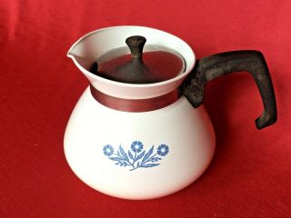 Vintage Corning Ware 6 Cup Tea Pot With Lid - Blue Cornflower Kettle P - 104