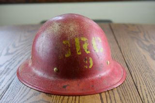 Vintage E.  D.  Bullard Hard Boiled Red Fiberglass Safety Hat,  Nrc,  6 5/8 - 7 5/8