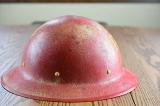 Vintage E.  D.  Bullard Hard Boiled Red Fiberglass Safety Hat,  NRC,  6 5/8 - 7 5/8 2
