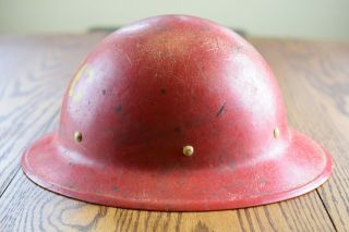 Vintage E.  D.  Bullard Hard Boiled Red Fiberglass Safety Hat,  NRC,  6 5/8 - 7 5/8 4