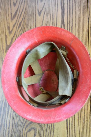 Vintage E.  D.  Bullard Hard Boiled Red Fiberglass Safety Hat,  NRC,  6 5/8 - 7 5/8 6