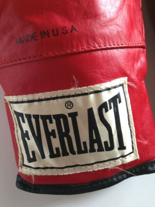 VTG Everlast Boxing Gloves 16 Oz Red Leather Fighting Boxer Man Cave USA 2
