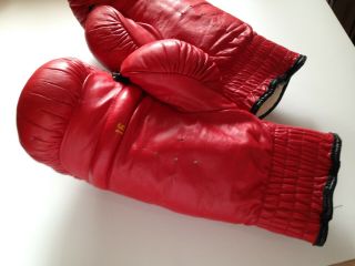 VTG Everlast Boxing Gloves 16 Oz Red Leather Fighting Boxer Man Cave USA 4