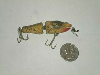 Vintage Creek Chub Spinning Jointed Pikie Wood Lure In Silver Flash Color