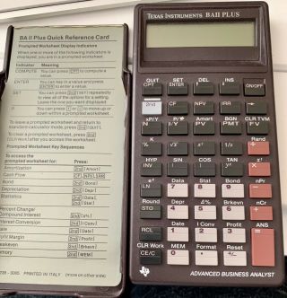 Texas Instruments Baii Plus Calculator Advanced Business Analyst Vintage W Cover