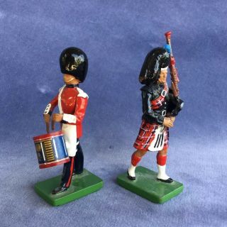 W Britain Metal Toy Soldiers Military Band Drummer Bagpipe Player Vintage 1990 2